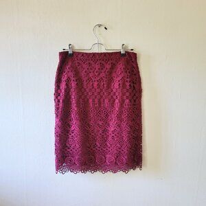 Red Lace Pencil Skirt Size 4